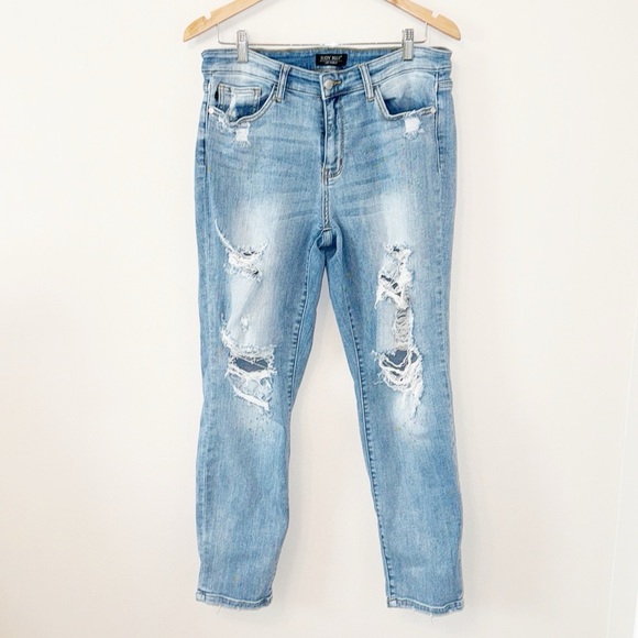 Judy Blue Jeans Judy Blue Boyfriend Fit Jeans Distressed Paint
